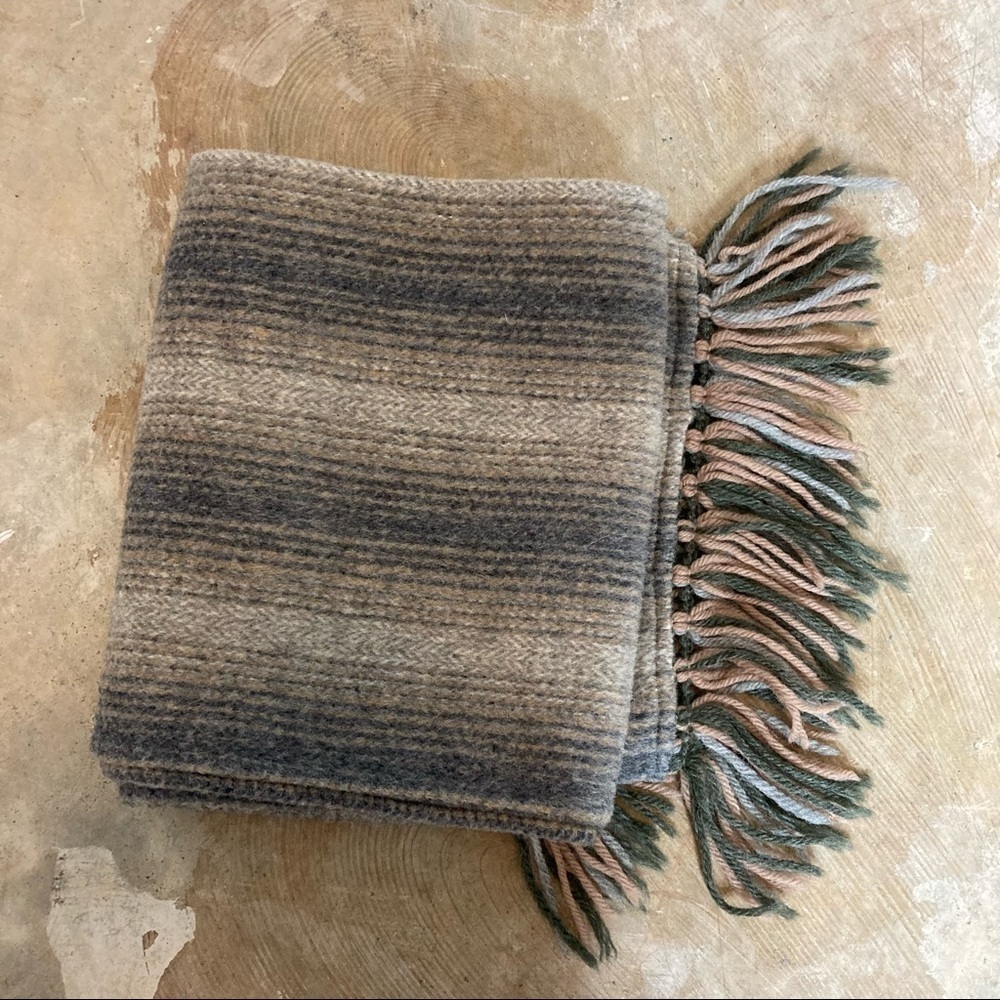 Vintage Stripe Fringe Wool Neck Scarf - Picture 4 of 5